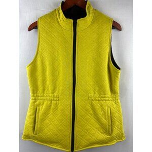 Reversible Quilted Womens Vest M Yellow & Gray Athletic
